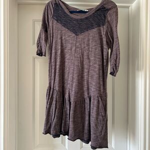 Free People Brown Long Sleeve Dress with Black Detail